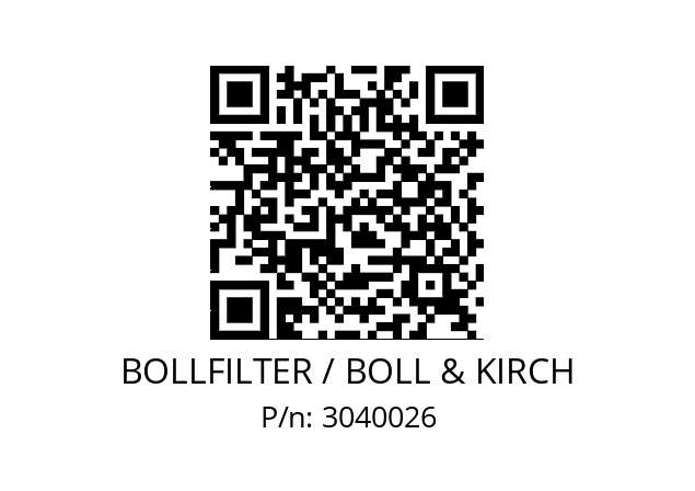   BOLLFILTER / BOLL & KIRCH 3040026