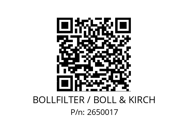   BOLLFILTER / BOLL & KIRCH 2650017