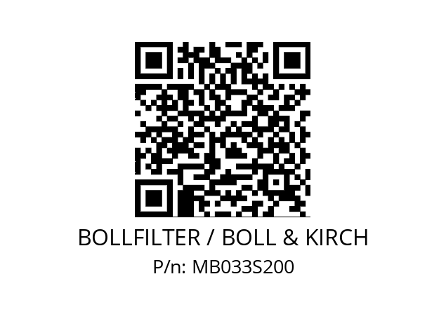   BOLLFILTER / BOLL & KIRCH MB033S200