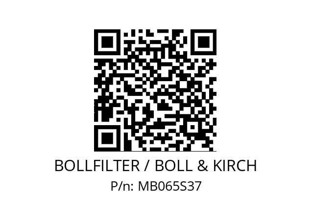   BOLLFILTER / BOLL & KIRCH MB065S37