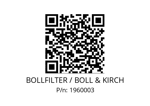   BOLLFILTER / BOLL & KIRCH 1960003