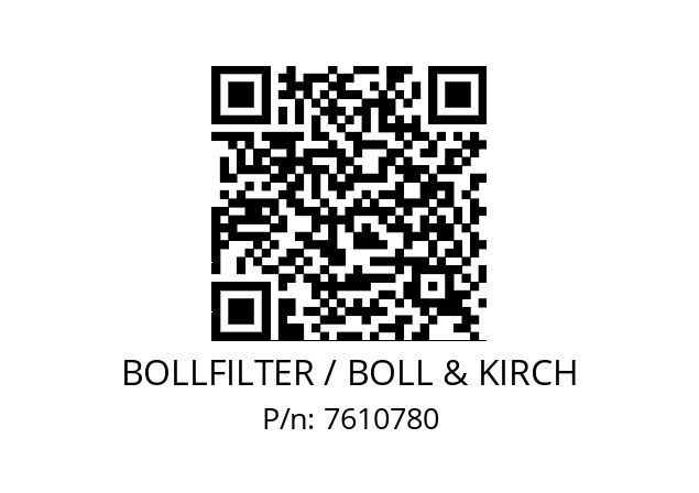   BOLLFILTER / BOLL & KIRCH 7610780