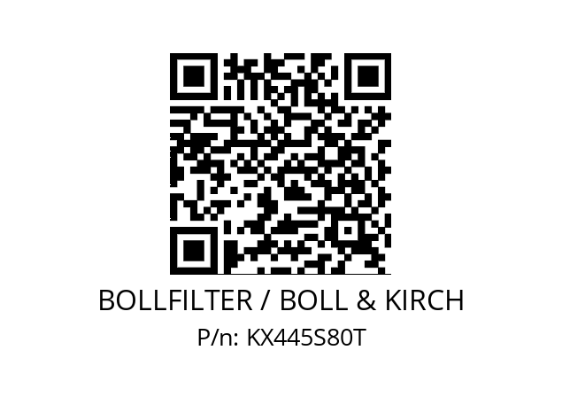   BOLLFILTER / BOLL & KIRCH KX445S80T