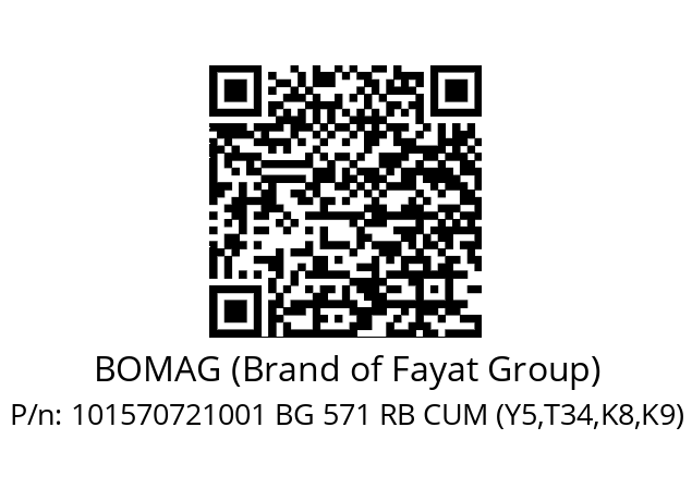   BOMAG (Brand of Fayat Group) 101570721001 BG 571 RB CUM (Y5,T34,K8,K9)