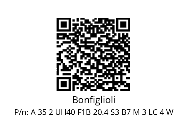   Bonfiglioli A 35 2 UH40 F1B 20.4 S3 B7 M 3 LС 4 W