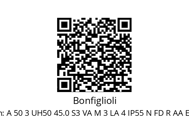   Bonfiglioli A 50 3 UH50 45.0 S3 VA M 3 LA 4 IP55 N FD R AA EN3