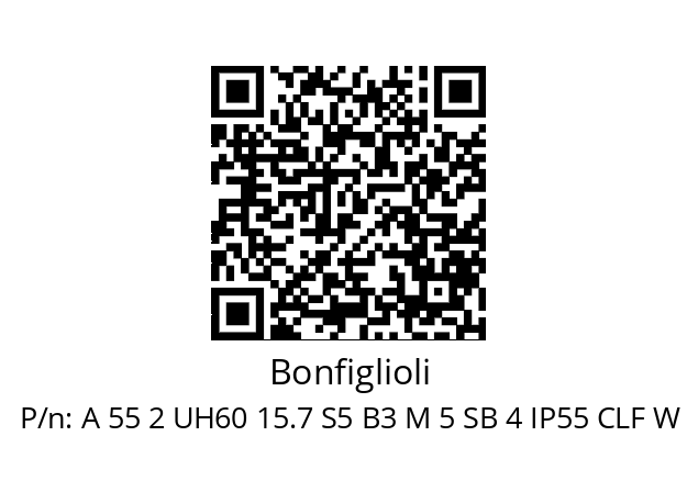   Bonfiglioli A 55 2 UH60 15.7 S5 B3 M 5 SB 4 IP55 CLF W