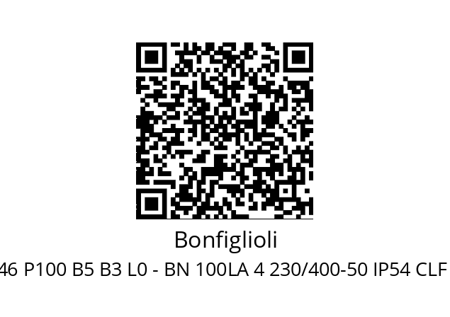   Bonfiglioli W 110 UF1 46 P100 B5 B3 L0 - BN 100LA 4 230/400-50 IP54 CLF B5 FD40 NB 230