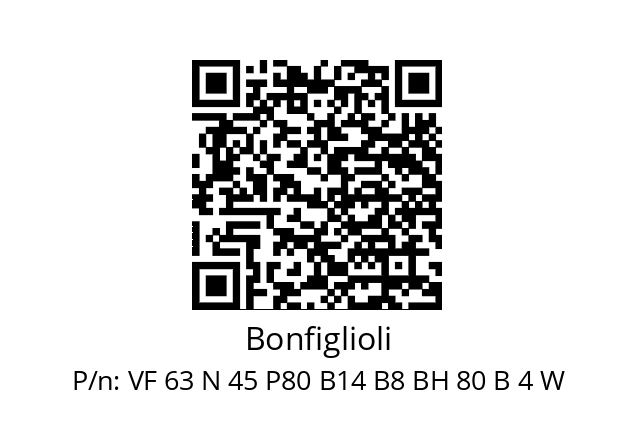   Bonfiglioli VF 63 N 45 P80 B14 B8 BH 80 B 4 W