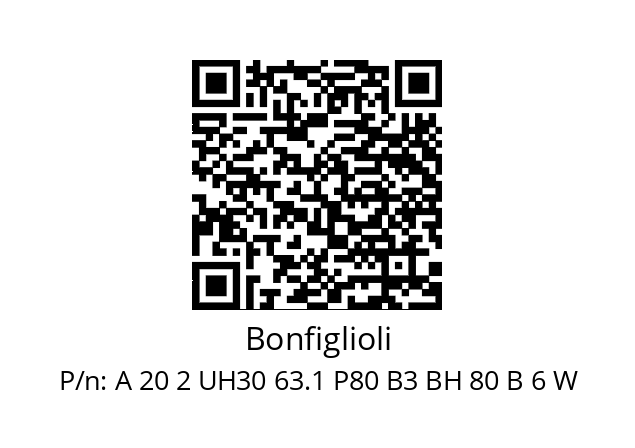   Bonfiglioli A 20 2 UH30 63.1 P80 B3 BH 80 B 6 W