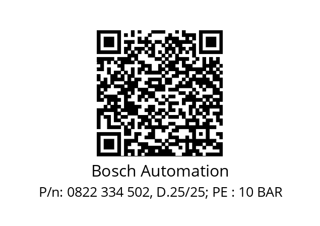   Bosch Automation 0822 334 502, D.25/25; PE : 10 BAR