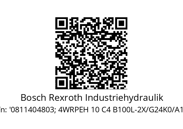   Bosch Rexroth Industriehydraulik '0811404803; 4WRPEH 10 C4 B100L-2X/G24K0/A1M