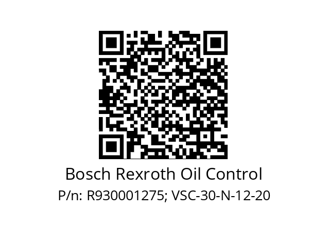   Bosch Rexroth Oil Control R930001275; VSC-30-N-12-20