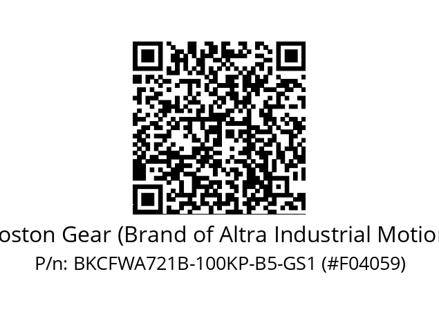   Boston Gear (Brand of Altra Industrial Motion) BKCFWA721B-100KP-B5-GS1 (#F04059)