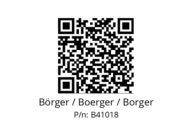   Börger / Boerger / Borger B41018