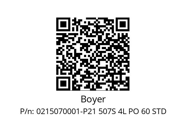   Boyer 0215070001-P21 507S 4L PO 60 STD