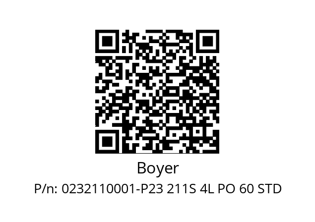   Boyer 0232110001-P23 211S 4L PO 60 STD