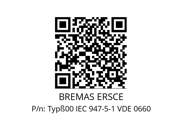   BREMAS ERSCE Typß00 IEC 947-5-1 VDE 0660