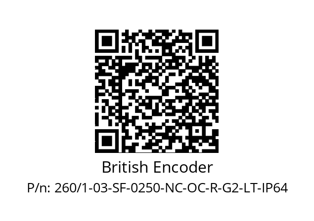   British Encoder 260/1-03-SF-0250-NC-OC-R-G2-LT-IP64