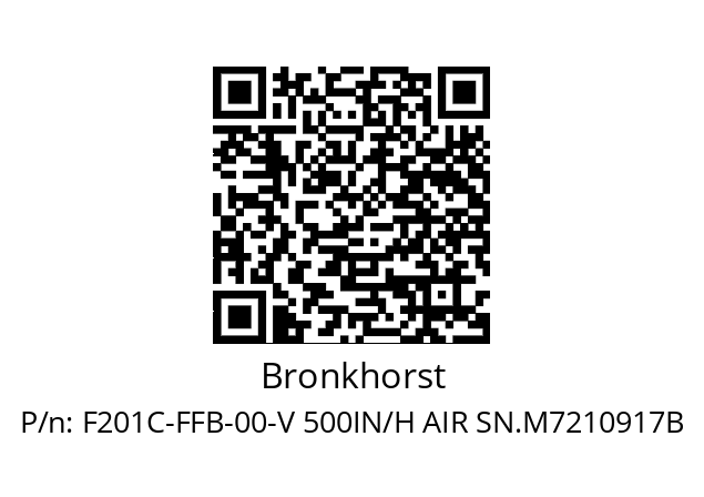   Bronkhorst F201C-FFB-00-V 500IN/H AIR SN.M7210917B