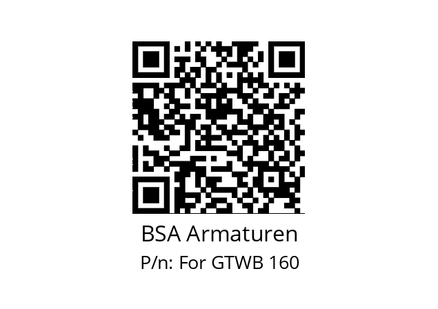   BSA Armaturen For GTWB 160