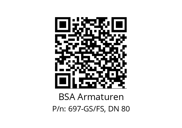   BSA Armaturen 697-GS/FS, DN 80