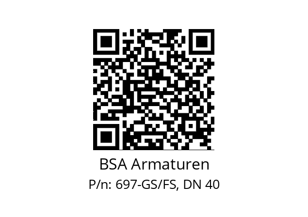   BSA Armaturen 697-GS/FS, DN 40