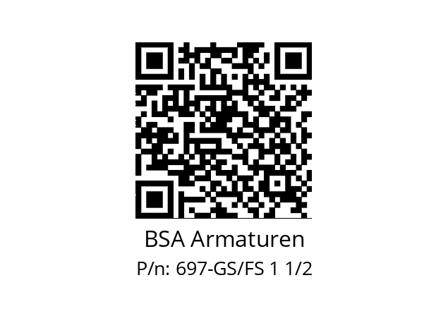   BSA Armaturen 697-GS/FS 1 1/2