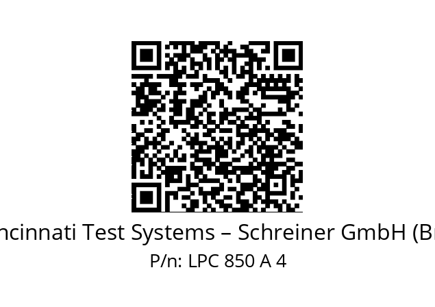   CTS / Schreiner / Cincinnati Test Systems – Schreiner GmbH (Brand of TASI Group) LPC 850 A 4