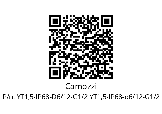   Camozzi YT1,5-IP68-D6/12-G1/2 YT1,5-IP68-d6/12-G1/2