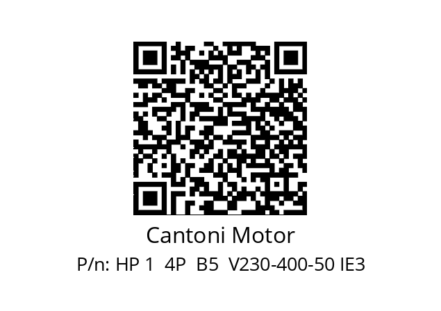   Cantoni Motor HP 1  4P  B5  V230-400-50 IE3