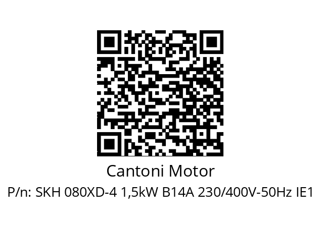   Cantoni Motor SKH 080XD-4 1,5kW B14A 230/400V-50Hz IE1