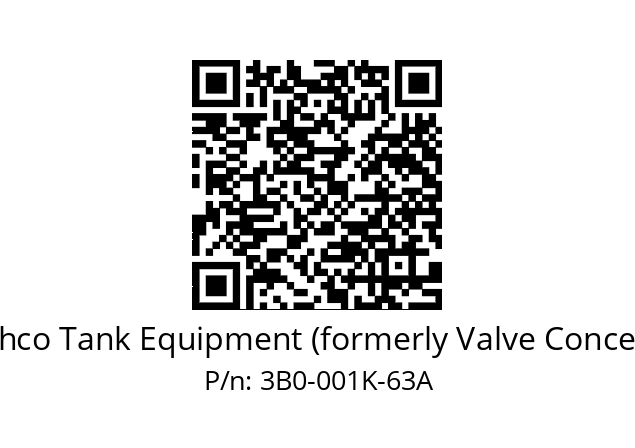   Cashco Tank Equipment (formerly Valve Concepts) 3B0-001K-63A