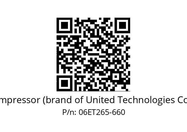   Carlyle Compressor (brand of United Technologies Corporation) 06ET265-660