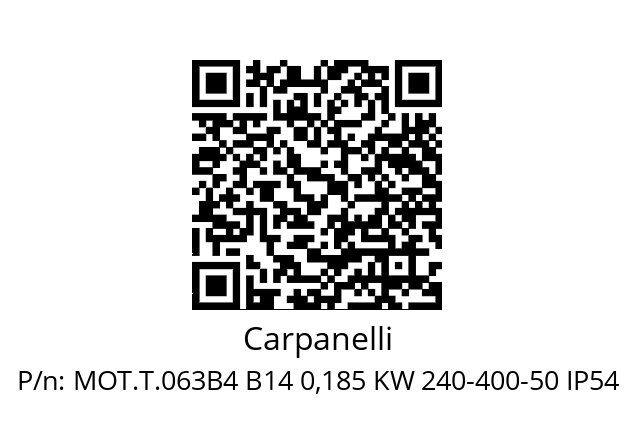   Carpanelli MOT.T.063B4 B14 0,185 KW 240-400-50 IP54