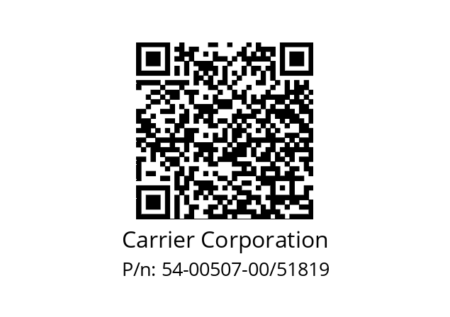   Carrier Corporation 54-00507-00/51819