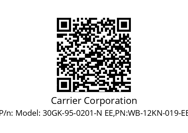   Carrier Corporation Model: 30GK-95-0201-N EE,PN:WB-12KN-019-EE