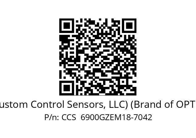       CCS  6900GZEM18-7042 CCS Inc. (Custom Control Sensors, LLC) (Brand of OPTEX GROUP) CCS  6900GZEM18-7042