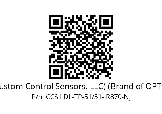   CCS Inc. (Custom Control Sensors, LLC) (Brand of OPTEX GROUP) CCS LDL-TP-51/51-IR870-NJ