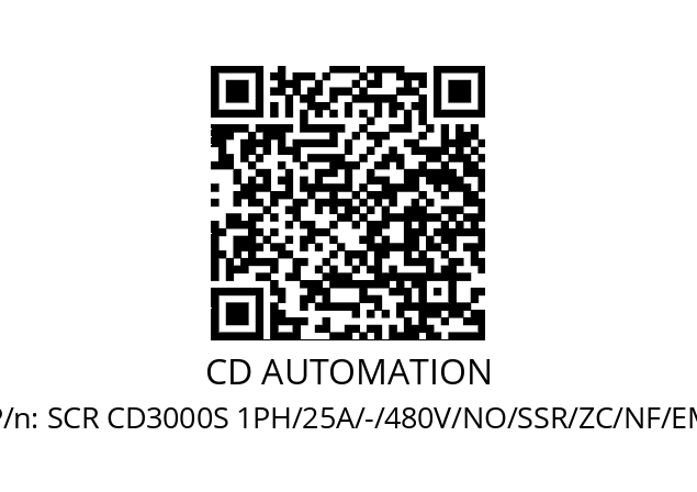   CD AUTOMATION SCR CD3000S 1PH/25A/-/480V/NO/SSR/ZC/NF/EM