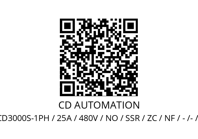   CD AUTOMATION CD3000S-1PH / 25A / 480V / NO / SSR / ZC / NF / - /- /0 / IM