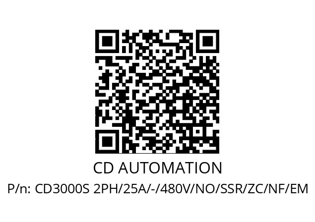   CD AUTOMATION CD3000S 2PH/25A/-/480V/NO/SSR/ZC/NF/EM