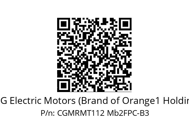   CEG Electric Motors (Brand of Orange1 Holding) CGMRMT112 Mb2FPC-B3