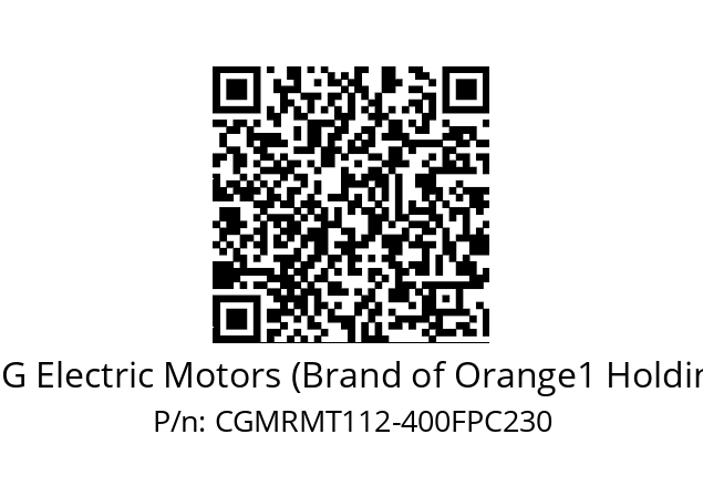   CEG Electric Motors (Brand of Orange1 Holding) CGMRMT112-400FPC230