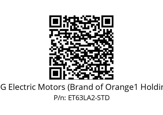   CEG Electric Motors (Brand of Orange1 Holding) ET63LA2-STD