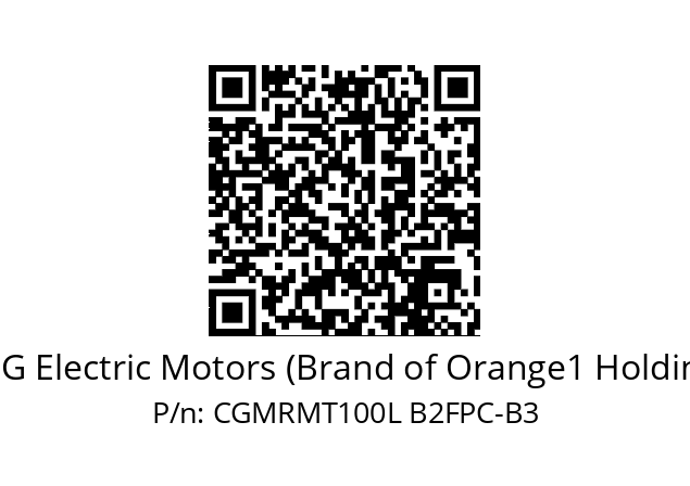   CEG Electric Motors (Brand of Orange1 Holding) CGMRMT100L B2FPC-B3