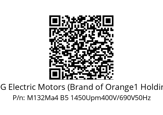   CEG Electric Motors (Brand of Orange1 Holding) M132Ma4 B5 1450Upm400V/690V50Hz