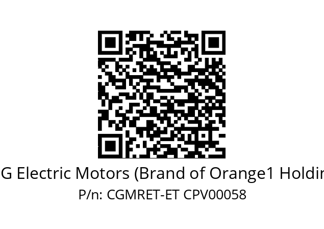   CEG Electric Motors (Brand of Orange1 Holding) CGMRET-ET CPV00058