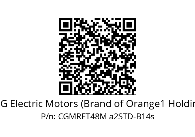   CEG Electric Motors (Brand of Orange1 Holding) CGMRET48M a2STD-B14s