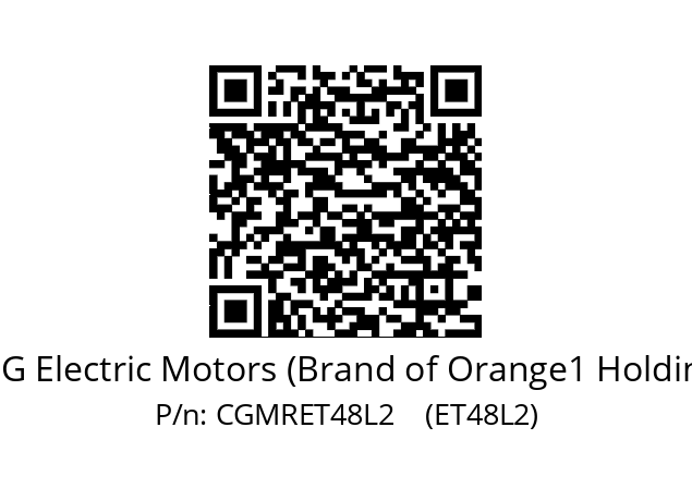   CEG Electric Motors (Brand of Orange1 Holding) CGMRET48L2    (ET48L2)